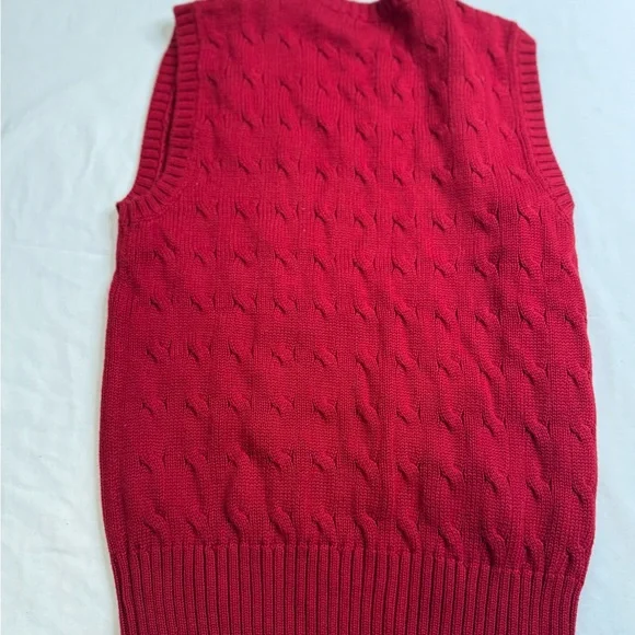 Polo Ralph Lauren Boys Size S(8) Cable Knit 100% Cotton Red Sweater Vest A020725 - Picture 2 of 4